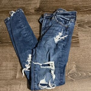 American Eagle Outfitters Ripped Blue Skinny Jeans